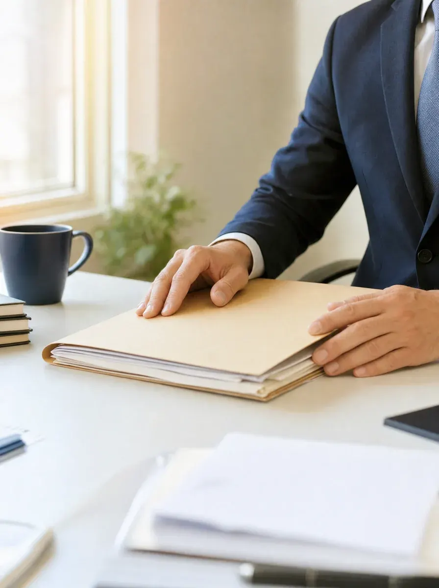 Closing a thick case folder on a bright office desk — resolving IRS debt through an Offer in Compromise