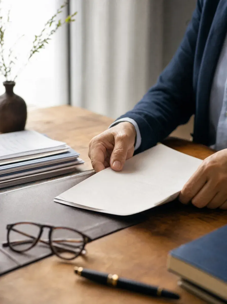 An official IRS letter set aside on a warm wooden desk — penalties lifted
