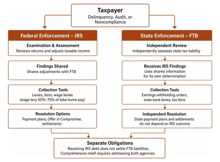 Dual agency tax enforcement framework comparison