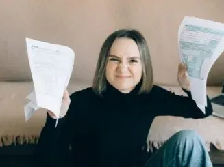 taxpayer reviewing an IRS tax notice and calculating quarterly payments